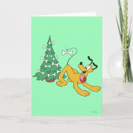 Pluto At Christmas Holiday Card
