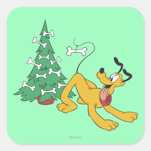 Pluto at Christmas Square Sticker