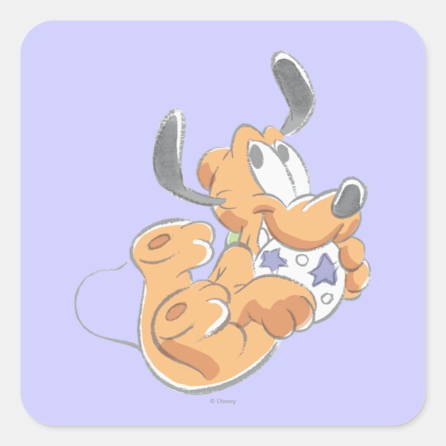 Pluto | Baby Pup Square Sticker (Front)