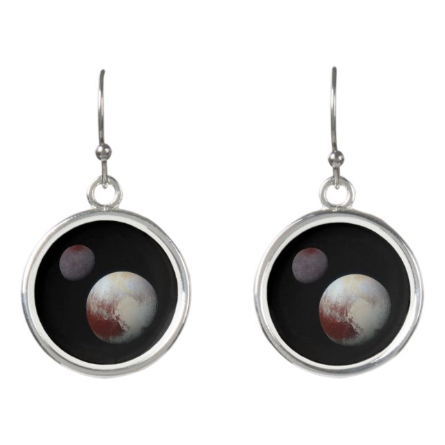 Pluto & Charon 9th or Dwarf Planet Solar System Earrings (Front)