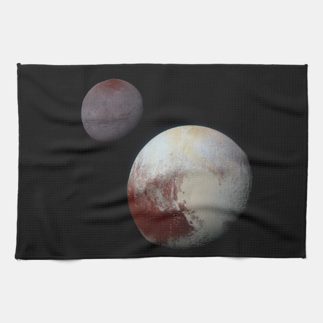 Pluto & Charon 9th or Dwarf Planet Solar System Kitchen Towel (Horizontal)