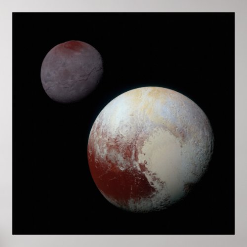 Pluto  Charon 9th or Dwarf Planet Solar System Poster