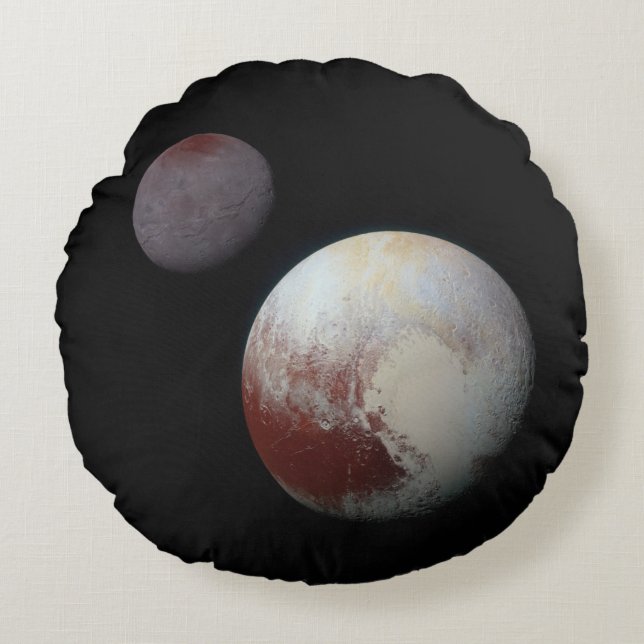Pluto & Charon 9th or Dwarf Planet Solar System Round Pillow (Front)