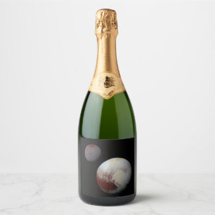 Pluto & Charon 9th or Dwarf Planet Solar System Sparkling Wine Label