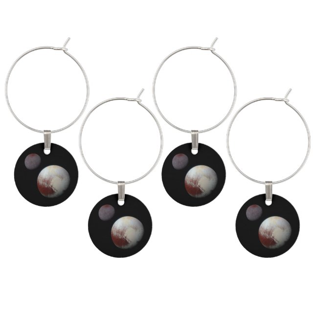Pluto & Charon 9th or Dwarf Planet Solar System Wine Charm (Staggered)