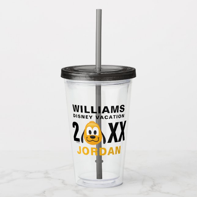 Pluto Emoji | Family Vacation and Year Acrylic Tumbler (Front)