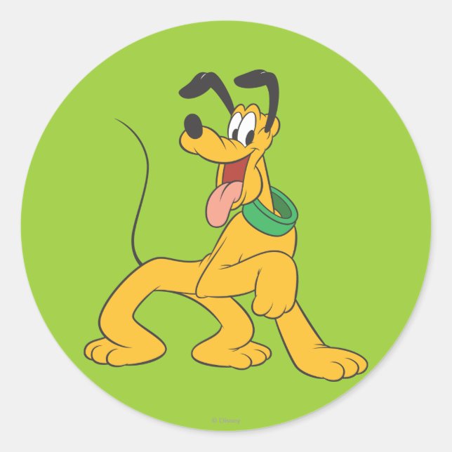 Pluto | Excited Classic Round Sticker (Front)