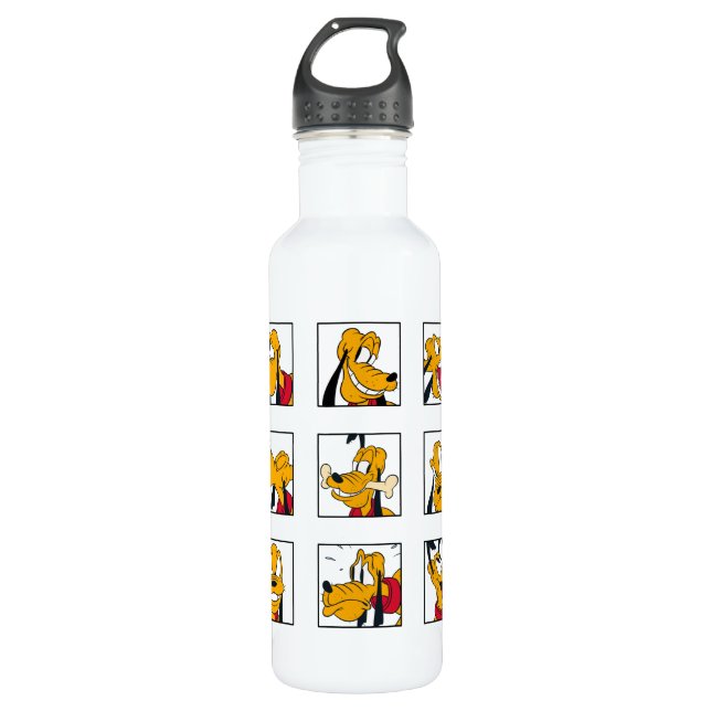 Pluto Expression Grid Stainless Steel Water Bottle (Front)