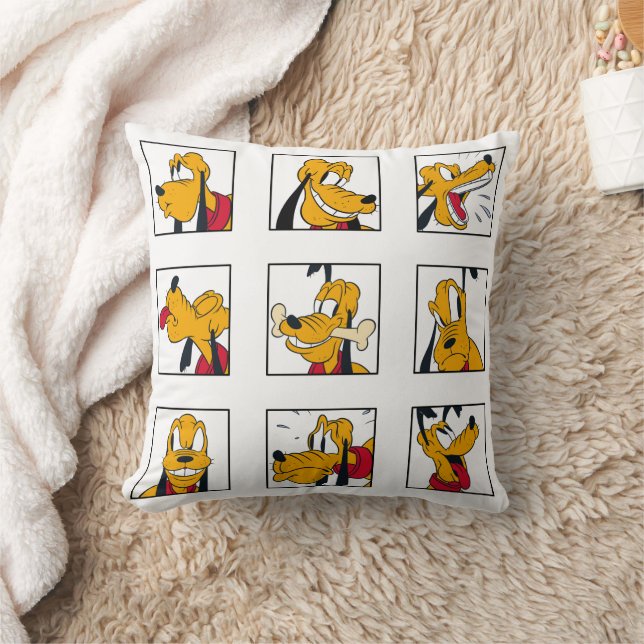 Pluto Expression Grid Throw Pillow (Blanket)