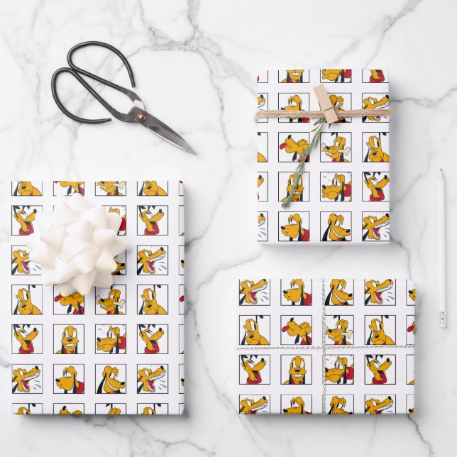 Pluto Expression Grid Wrapping Paper Sheets (Front)