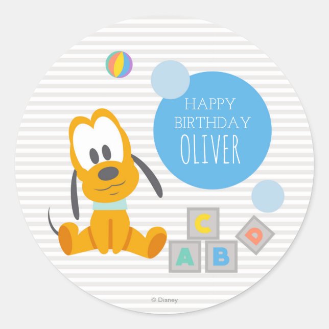 Pluto | First Birthday Classic Round Sticker (Front)