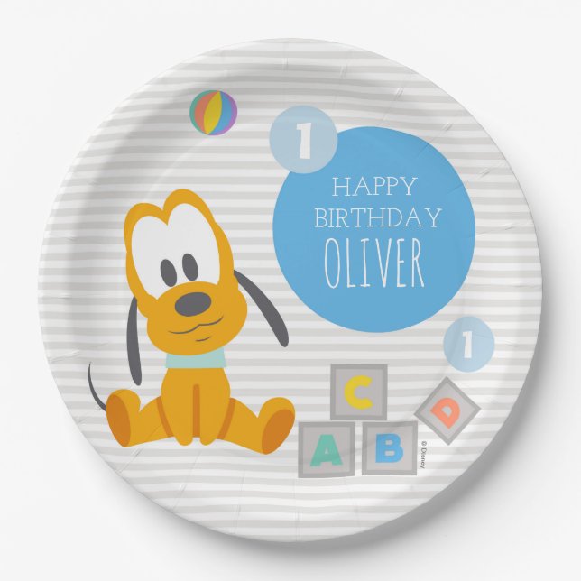 Pluto | First Birthday Paper Plates (Front)