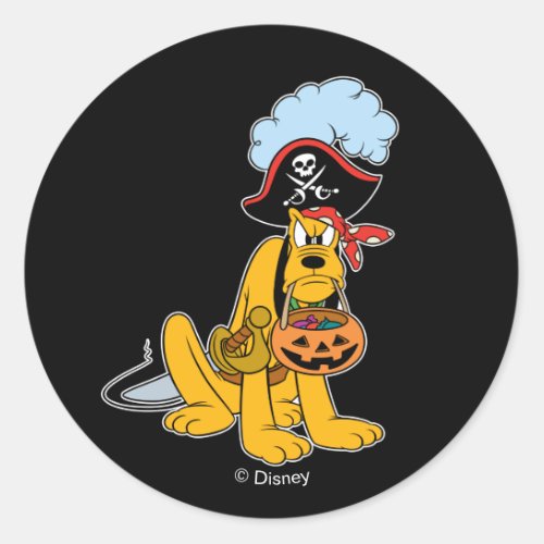 Pluto in Pirate Costume Classic Round Sticker