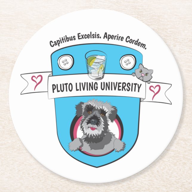 Pluto Living University Round Paper Coaster (Front)