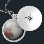 Pluto Locket Necklace<br><div class="desc">Pluto is the largest dwarf planet in the solar system. It was discovered by Clyde Tombough in 1930. In 2006 the New Horizons spacecraft launched to image it. This image was taken in 2015,  and reveals the geological diversity of Pluto's surface.</div>