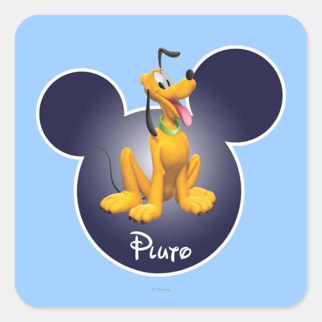 Pluto | Mickey Head Icon Square Sticker (Front)