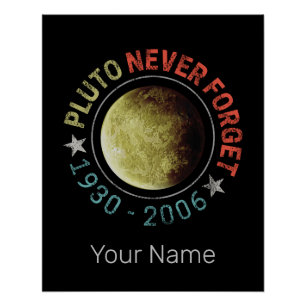 Pluto Never Forget 1930-2006 Vintage Planet Retro Poster