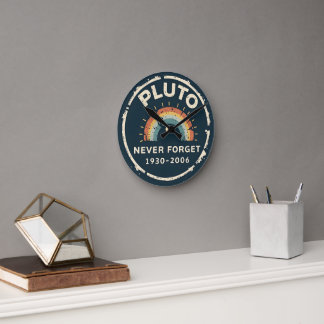 Pluto Never Forget 1930-2006 Vintage Retro Space Round Clock