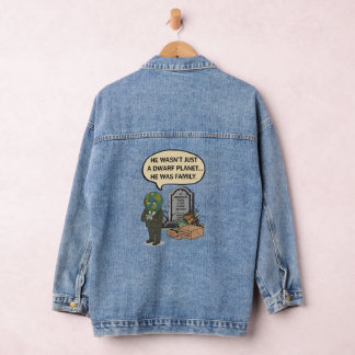 Pluto Never Forget Dwarf Planet Funny Space Humor Denim Jacket