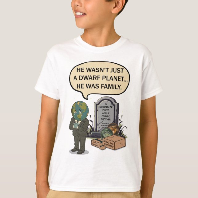 Pluto Never Forget Dwarf Planet Funny Space Humor T-Shirt (Front)