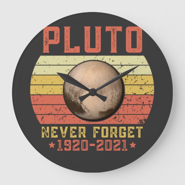 pluto NEVER FORGET Large Clock (Front)