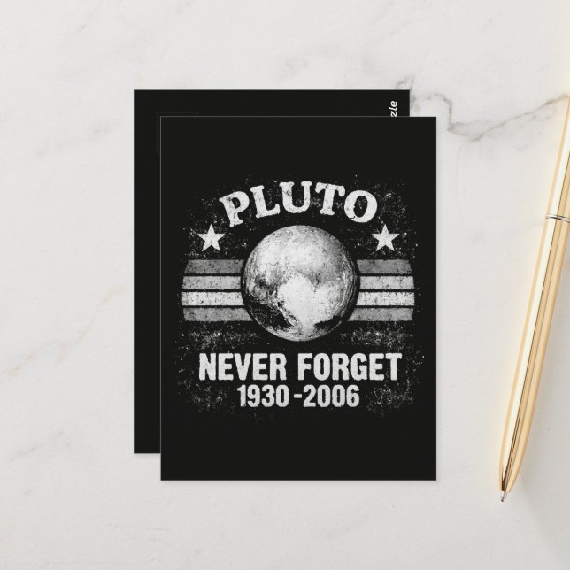 Pluto Never Forget Postcard (Front/Back In Situ)