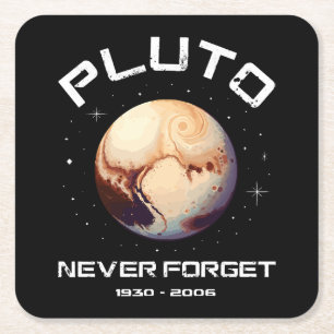 Pluto Never Forget Square Paper Coaster