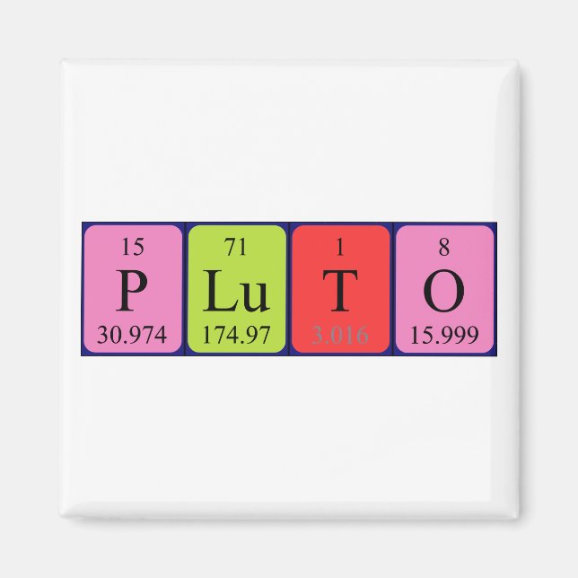 Pluto periodic table name magnet (Front)