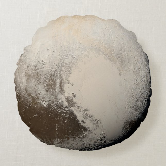 Pluto Planet Photo Space Solar System Elegant Grey Round Pillow (Front)