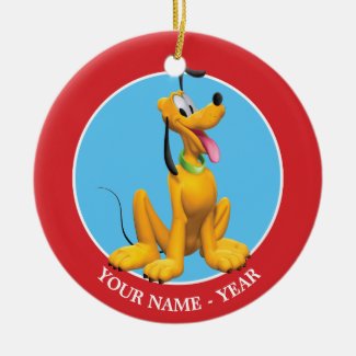 Pluto | Pluto Sitting Add Your Name Ceramic Ornament