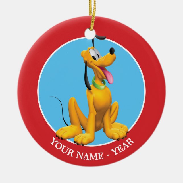 Pluto | Pluto Sitting Add Your Name Ceramic Ornament (Front)