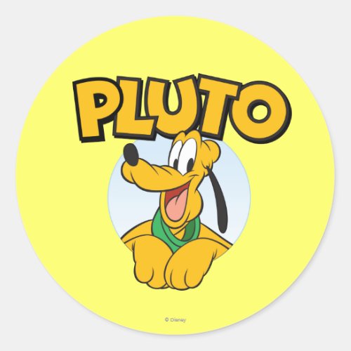 Pluto  Pup with Name Classic Round Sticker
