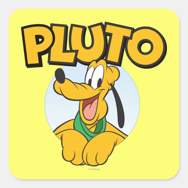 Pluto | Pup with Name Square Sticker (Front)