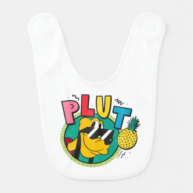 Pluto Retro Cool Summer Vibes Baby Bib (Front)