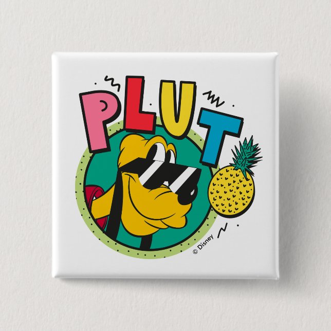 Pluto Retro Cool Summer Vibes Button (Front)
