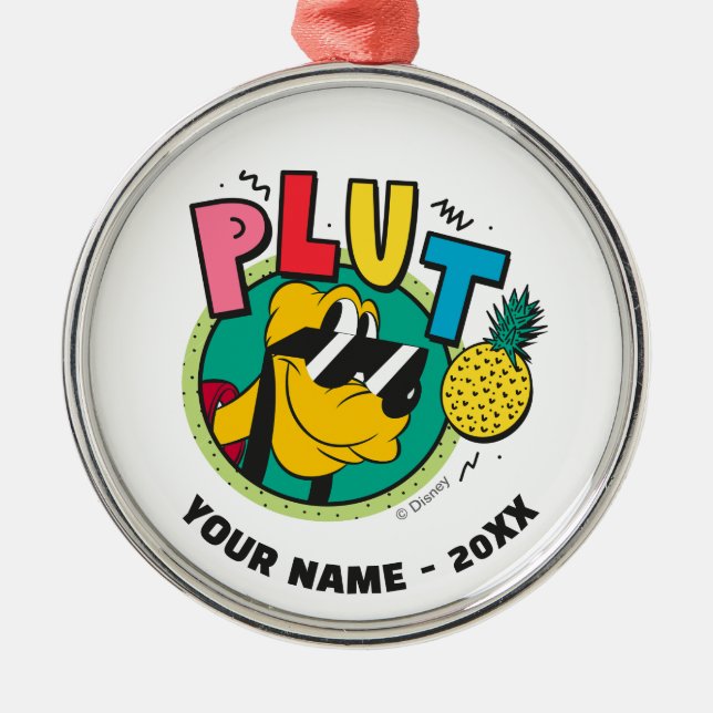 Pluto Retro Cool Summer Vibes Metal Ornament (Front)