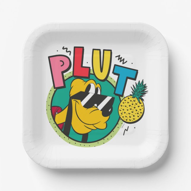 Pluto Retro Cool Summer Vibes Paper Plates (Front)