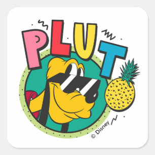 Pluto Retro Cool Summer Vibes Square Sticker