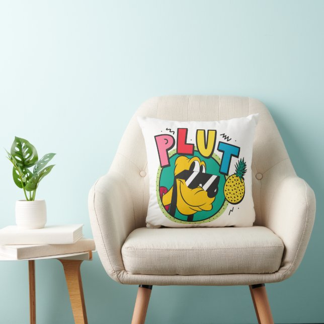 Pluto Retro Cool Summer Vibes Throw Pillow (Chair)