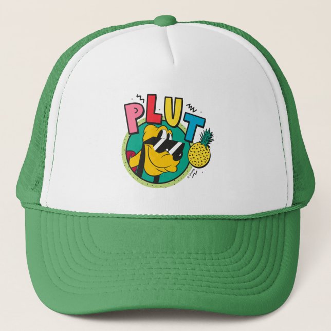 Pluto Retro Cool Summer Vibes Trucker Hat (Front)