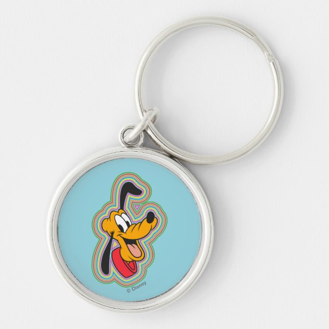 Pluto Retro Radiant Pop Art Keychain (Front)