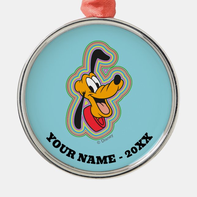 Pluto Retro Radiant Pop Art Metal Ornament (Front)