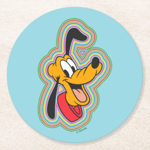 Pluto Retro Radiant Pop Art Round Paper Coaster