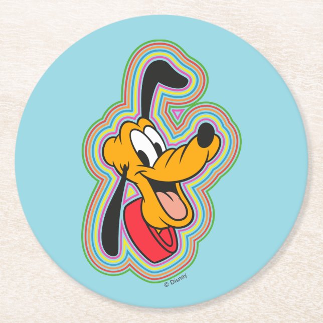 Pluto Retro Radiant Pop Art Round Paper Coaster (Front)