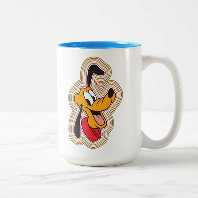 Pluto Retro Radiant Pop Art Two-Tone Coffee Mug (Right)