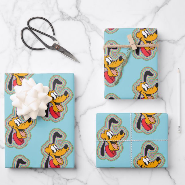 Pluto Retro Radiant Pop Art Wrapping Paper Sheets (Front)