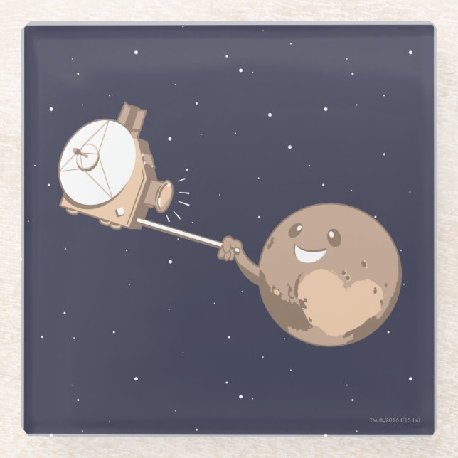 Pluto Selfie Glass Coaster (Front)