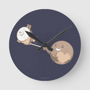 Pluto Selfie Round Clock