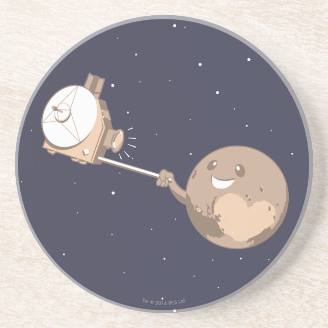 Pluto Selfie Sandstone Coaster (Front)