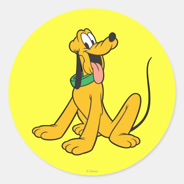 Pluto | Sitting Classic Round Sticker (Front)